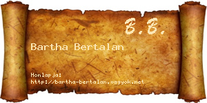 Bartha Bertalan névjegykártya